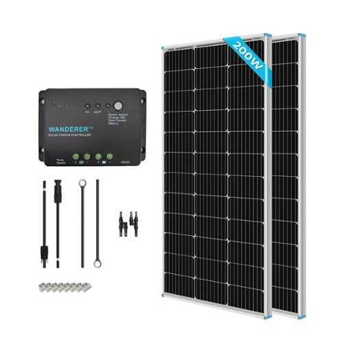 Rent to own Renogy 200 W 12V Solar Kit with 2 100W Solar Panel and 30A PWM Controller for RV, Boats, Trailer, Camper, Marine - Black