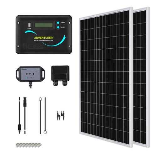 Rent to own Renogy 200 Watt 12 Volt Monocrystalline Solar Kit w/ 2 Pcs 100W Solar Panel and 30A PWM Charge Controller - Black