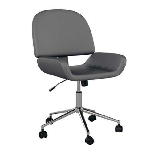 Rent to own Martha Stewart - Tyla Faux Leather Armless Swivel Home Office Chair - Gray/Polished Nickel - Gray Faux Leather/Polished Nickel