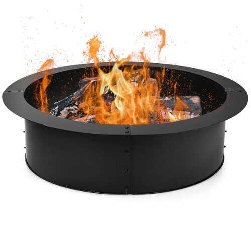 Rent to own Costway 36 Inch Round Steel Fire Pit Ring Liner DIY Wood Burning Insert - Black