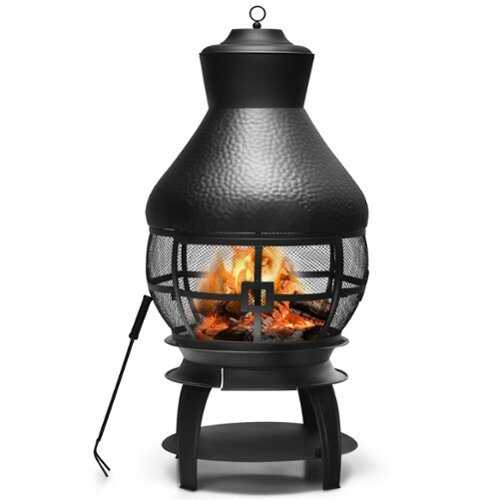 Rent to own Costway Patio Fire Pit Chimenea Fireplace Wood Burning Heater Garden Backyard - Black