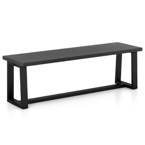 Rent to own Costway 56.5"L Large Wood Dining Bench with Metal Frame Adjustable Footpads for Kitchen - Black