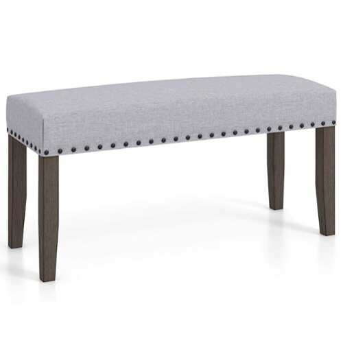 Rent to own Costway 1 PCS 42.5" Upholstered Entryway Bench with Nailhead Trim Soft Padded Cushion Bedroom - Gray