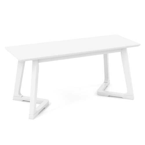 Rent to own Costway 1 PCS 42" Modern Entryway Bench with Rubber Wood Legs Smooth Seating Area Easy Assembly - White