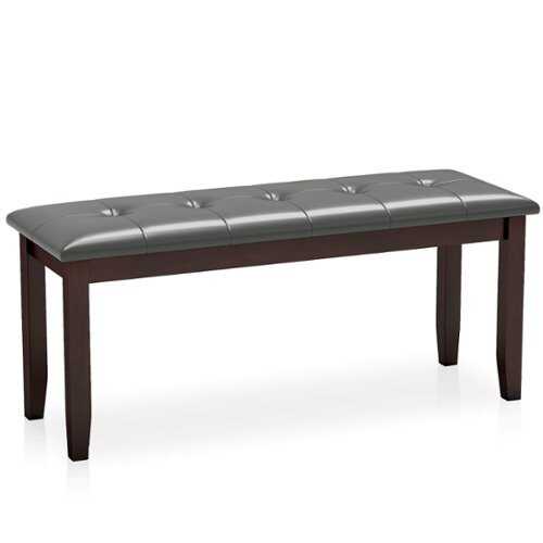 Rent to own Costway Upholstered Dining Bench w/Padded Seat for Kitchen Bedroom Entryway Grey - Gray