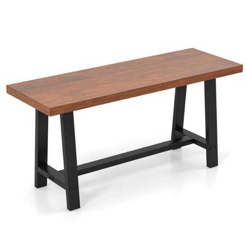 Rent to own Costway 40" Dining Bench 2 Person Entryway Shoe Bench with Metal Frame Rectangular - Walnut & Black