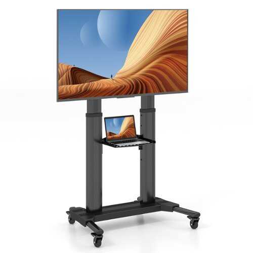 Rent to own Costway Rolling TV Stand for 32"-85" Flat/Curved LED/LCD/OLED/4K TVs up to 132 LBS - Black
