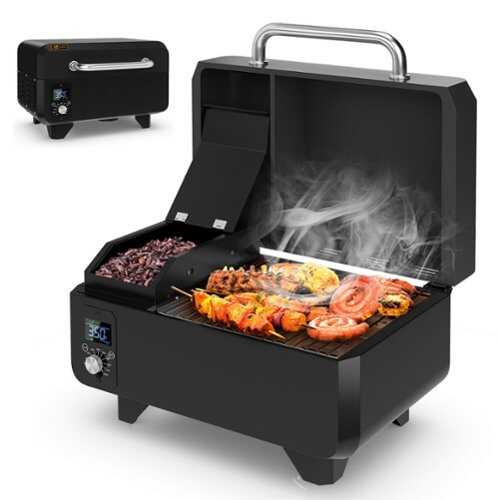 Rent to own Costway 8-in-1 Portable Pellet Grill with Digital Control Meat Probe Detachable Ash Pan Black - Black