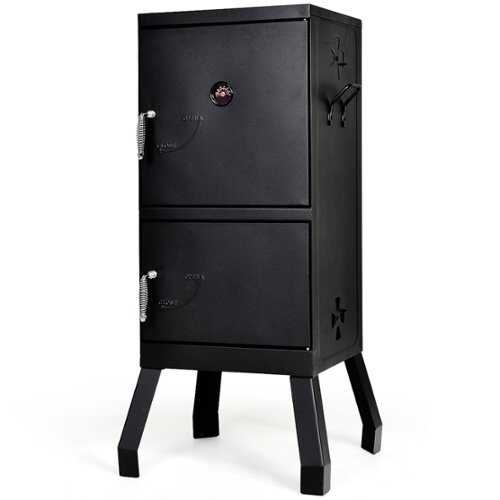 Rent to own Costway Vertical Charcoal Smoker BBQ Barbecue Grill w/ Temperature Gauge Outdoor Black - Black