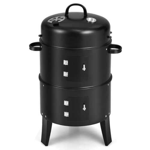 Rent to own Costway - Costway3-in-1 Vertical Charcoal Smoker  Portable BBQ Smoker Grill with Detachable 2 Layer - Black