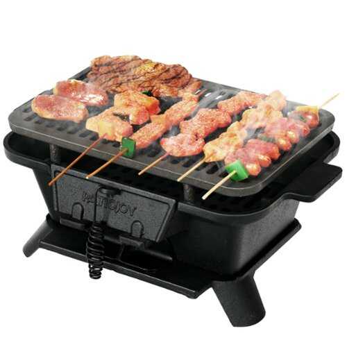 Rent to own Costway Heavy Duty Cast Iron Charcoal Grill Tabletop BBQ Grill Stove for Camping Picnic - Black