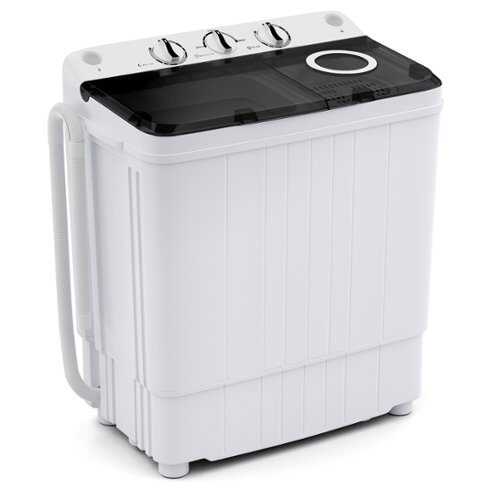 Rent to own Costway - Portable Washing Machine 17.6 lb. Twin Tub Laundry Washer with Drain Pump Grey - White and Grey