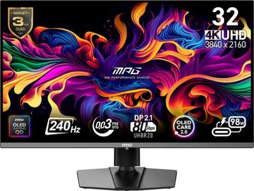 Rent to own MSI - MPG 322URX QD-OLED 32" Quantum Dot OLED UHD 240Hz 0.03ms Gaming Monitor with HDR400 (DisplayPort 2.1a, HDMI, USB) - Black