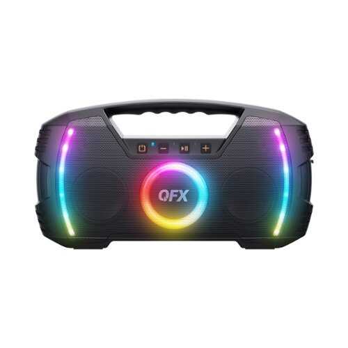 Rent to own QFX - BT-ZX35 Portable Rechargeable Bluetooth Speaker with LED Multi-Color Party Lights - Black