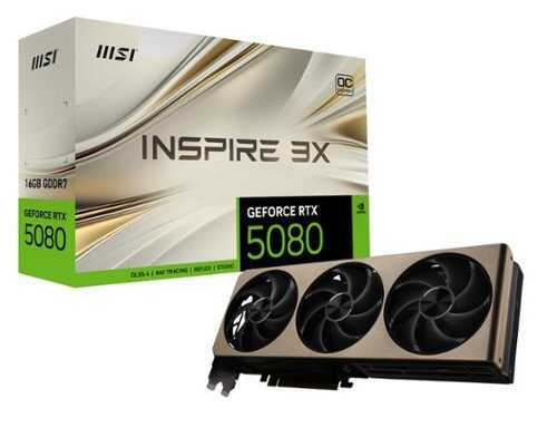 Rent to own MSI - NVIDIA GeForce GeForce RTX 5080 16G INSPIRE 3X OC 16GB GDDR7 PCI Express Gen 5 Graphics Card - Gold