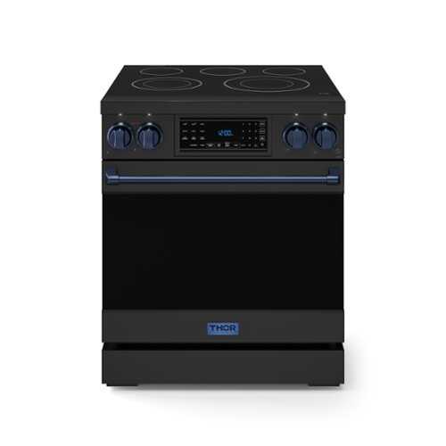 Rent to own Gordon Ramsay Series by Thor Kitchen 4.55 Cu. Ft Freestanding Electric Range with Navy Blue Hardware - Black