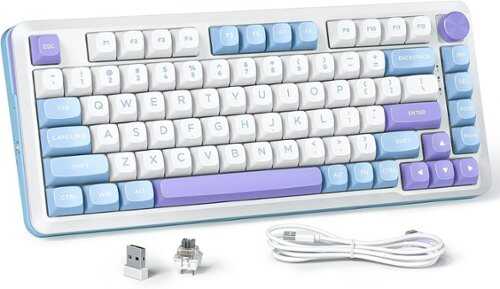 Rent to own REDRAGON - Wireless Mechanical Gaming Keyboard with Gasket Mounted, RGB Backlit 81 Keys, 75% Layout, Hot-Swappable - Purple/White/Blue