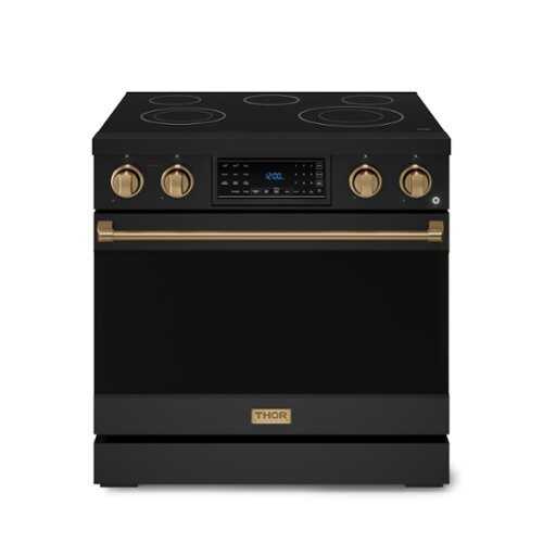 Rent to own Thor Kitchen - Gordon Ramsay Series 6 Cu. Ft Freestanding Electric Range - Matte Black with Bronze Hardware - Matte Black