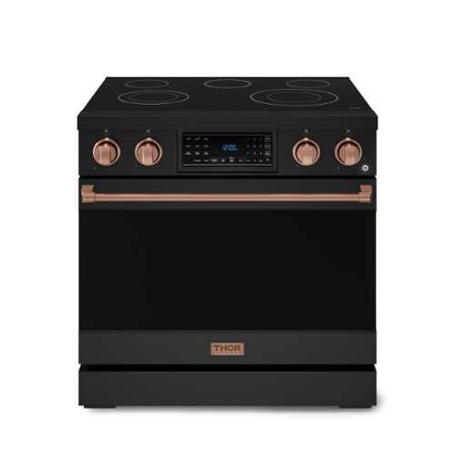 Rent to own Thor Kitchen - Gordon Ramsay Series 6 Cu. Ft Freestanding Electric Range - Matte Black with Rose Gold Hardware - Matte Black