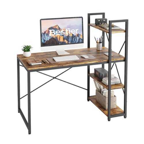 Rent to own Bestier 47inch Small Gaming Computer Desk with Shelves for Home Office - Brown