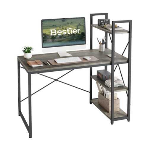 Rent to own Bestier 47inch Small Gaming Computer Desk with Shelves for Home Office - Gray