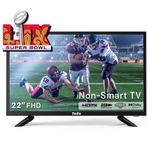 Rent to own TuTu - 22" FHD LED Non-Smart TV or Monitor for Super Bowl Compatible Dolby Audio, Streaming Stick with HDMI, USB, and 3.5mm