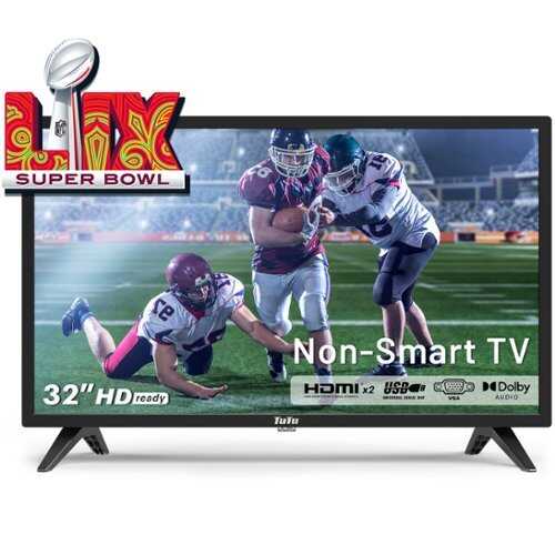 Rent to own TuTu - 32" HD 2K LED Non-Smart TV or Monitor for Super Bowl with Dolby Audio, HDMI, VGA, RCA, USB, PC Audio, RF, 3.5mm