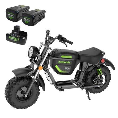 Rent to own Greenworks - 80V STEALTH Series Electric Mini-Bike with (2) 8.0Ah Batteries & Dual-Port Rapid Charger - Stealth