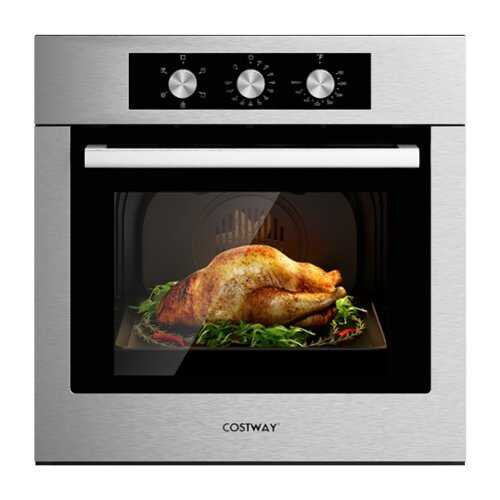 Rent to own Costway 24'' Single Wall Oven 2.47Cu.ft Built-in Electric Oven 2300W w/ 5 Cooking Modes - Silver + Black