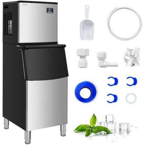 Rent to own Costway Split Commercial Ice Maker 353LBS/24H Ice Machine w/ 198 LBS Storage Bin - Black + Silver