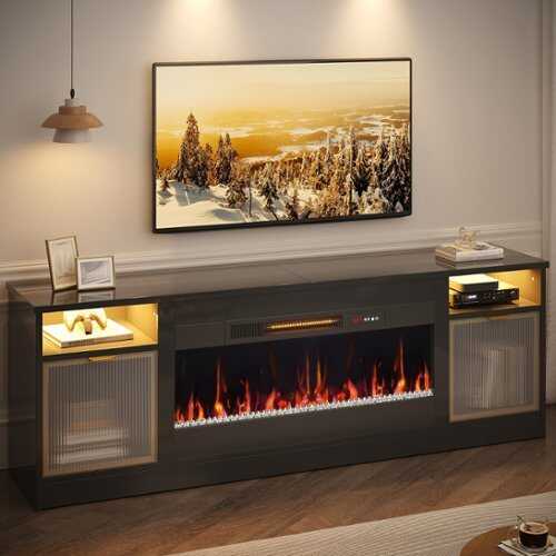Rent to own Bestier Fireplace TV Stand for 65-80" TVs LED Entertainment Center with 36" Electric Fireplace - Black