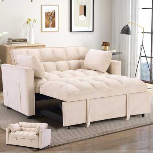 Rent to own Bestier Comfortable Sofa Bed - Multi-functional Sofa Bed with Cup Holder and USB Port - White