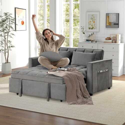 Rent to own Bestier Grey Comfortable Sofa Bed - Multi-functional Sofa Bed with Cup Holder and USB Port - Gray