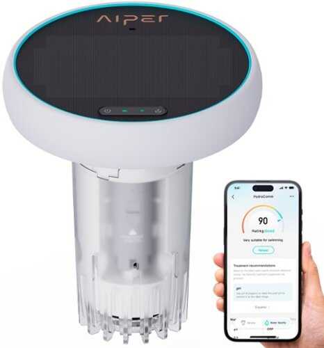 Rent to own Aiper - HydroComm: 24/7 Water Quality Monitor for Pools, Tracks TDS, EC, pH, Temp & ORP, Solar-Powered - White