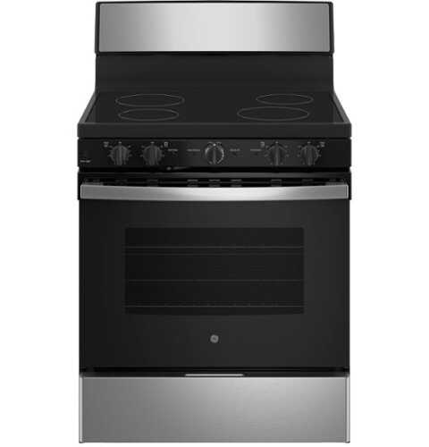 Rent to own GE - 5 cu. ft. Freestanding  Electric Range with Self-Cleaning and Dual-Element Bake - Stainles Steel/Black