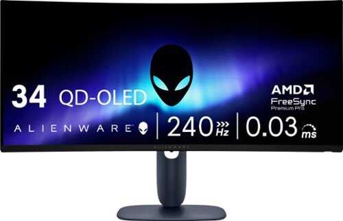Rent to own Alienware - AW3425DW  34" TFT QD-OLED Curved WQHD 240Hz 0.03ms FreeSync Gaming Monitor with HDR (HDMI, DisplayPort) - Black