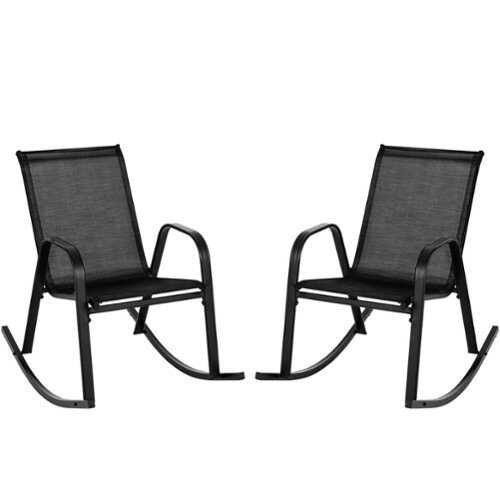 Rent to own Costway 2 PCS Patio Rocking Chair Heavy-Duty Metal Rocker Outdoor Anti-Slip - Black