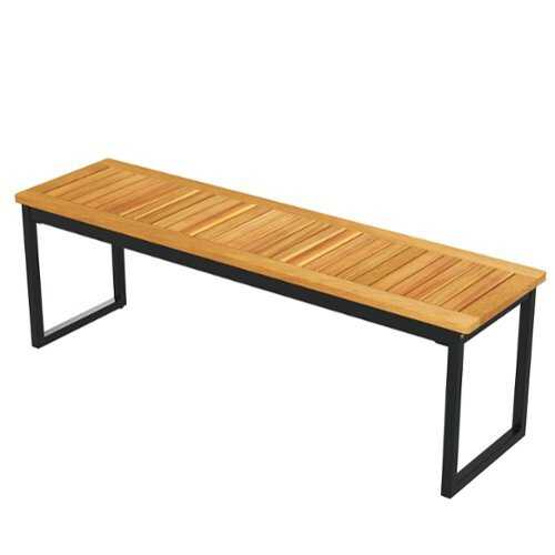 Rent to own Costway 51" Wooden Outdoor Bench Patio Dining Bench with Acacia Wood Seat - Natural + Black