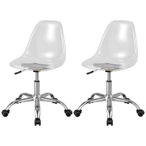 Rent to own Costway - Set of 2 Rolling Acrylic Armless Desk Chair Swivel Vanity Ghost Chair Adjustable - Clear