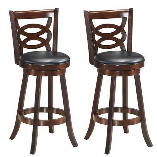 Rent to own Costway - Set of 2 Bar Stools 29" Height Wooden Swivel Backed Dining Chair Home Kitchen - brown+ black