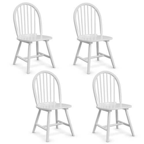 Rent to own Costway - Set of 4 Vintage Windsor Dining Side Chair Wood Spindleback Kitchen Room - White