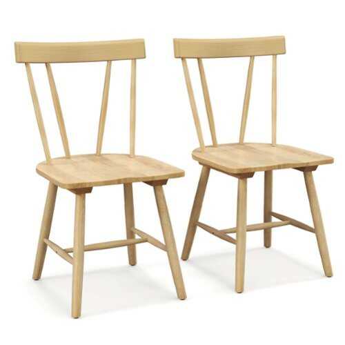Rent to own Costway - Dining Chairs Set of 2 Windsor Chairs Wood Armless Chairs with Solid Rubber Wood - Natural