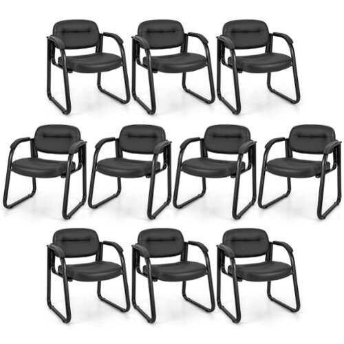 Rent to own Costway - Waiting Room Chair Set of 10 with Sled Base and Padded Arm Rest Home - Black