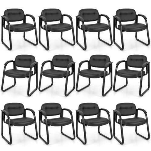 Rent to own Costway - Waiting Room Chair Set of 12 with Sled Base and Padded Arm Rest Home - Black