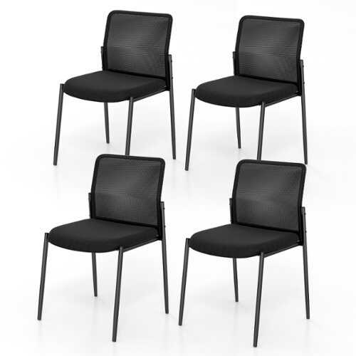 Rent to own Costway - Office Guest Chair Set of 4 with Breathable Mesh Back Padded Seat - Black