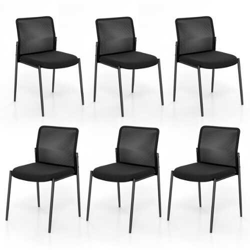 Rent to own Costway Office Guest Chair Set of 6 with Breathable Mesh Back Padded Seat for Waiting Room - Black