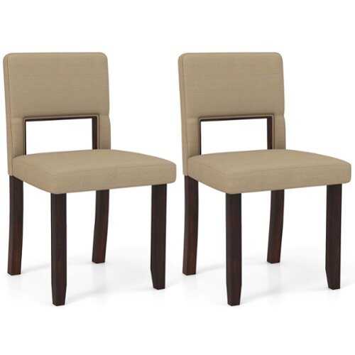 Rent to own Costway - Wooden Dining Chair Set of 2 with Acacia Wood Frame Padded Seat & Back Home - Beige+Brown