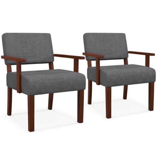 Rent to own Costway - 2PCS Linen Accent Chair Living Room Chair with Soft Padded Seat & Backrest - Gray