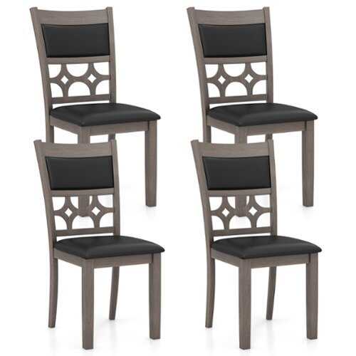 Rent to own Costway - Upholstered Dining Chair Set of 4 Armless Chair with Padded Backrest & Seat - Cappuccino, Black