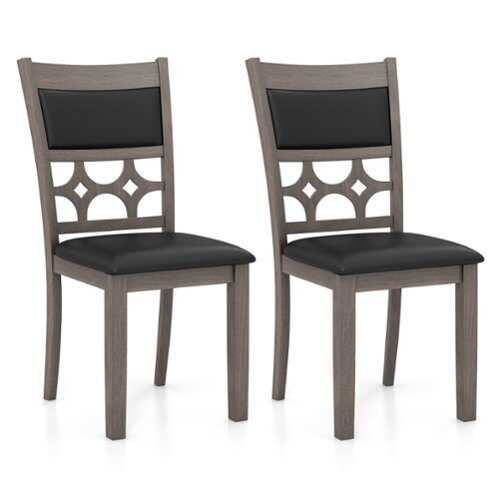 Rent to own Costway - Upholstered Dining Chair Set of 2 Armless Chair with Padded Backrest & Seat - Cappuccino, Black
